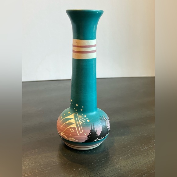 Vintage Navajo Pottery Vase. Signed Thomas. Handmade Signed And Numbered - Picture 3 of 7